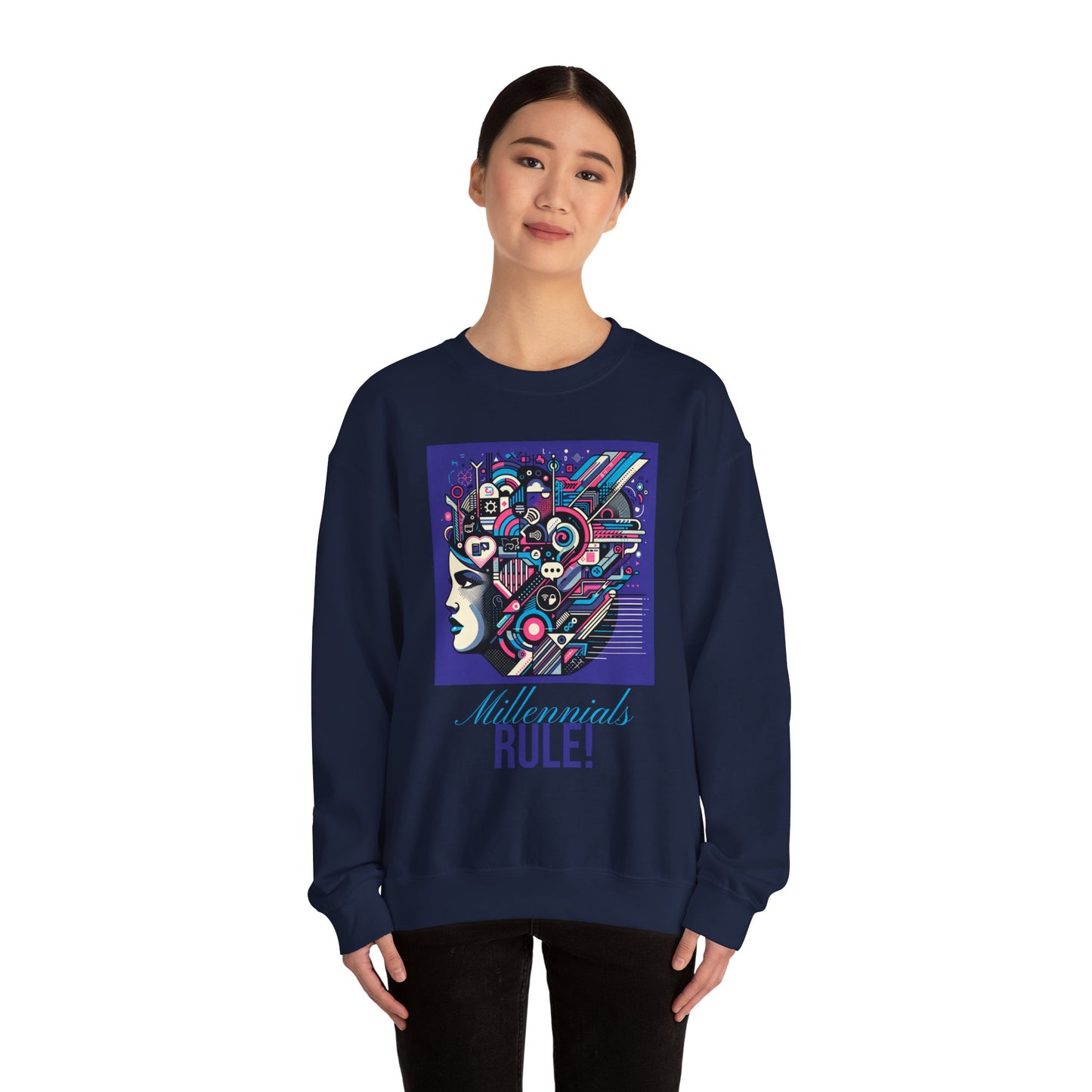 Futuristic Mind Unisex Crewneck Sweatshirt - Bold Graphic Design for Tech Enthusiasts